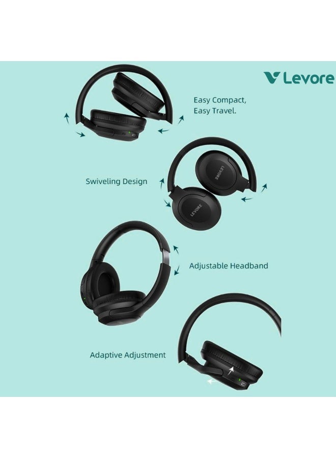 LEVORE wireless Bluetooth Headphones Noise Cancelling Black LHB51 - Image 2